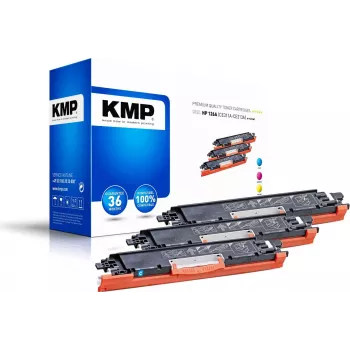 KMP PRINTTECHNIK KMP MULTIPACK H-T149CMY 3-balenie kompatibilných tonerových kaziet (azúrová, purpurová, žltá) pre HP Color LaserJet CM2320/CP2025 séria - Nahrádza HP 126A 1226,0030