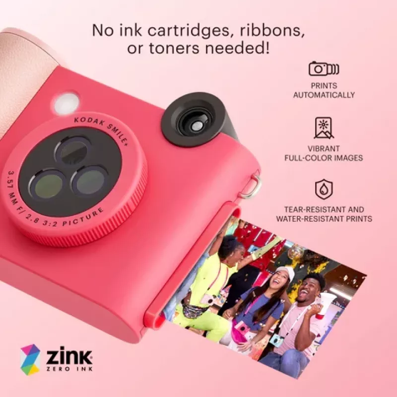 Kodak SMILE+ fotoaparát s okamžitou tlačou, 2x3 palca, Fuchsia