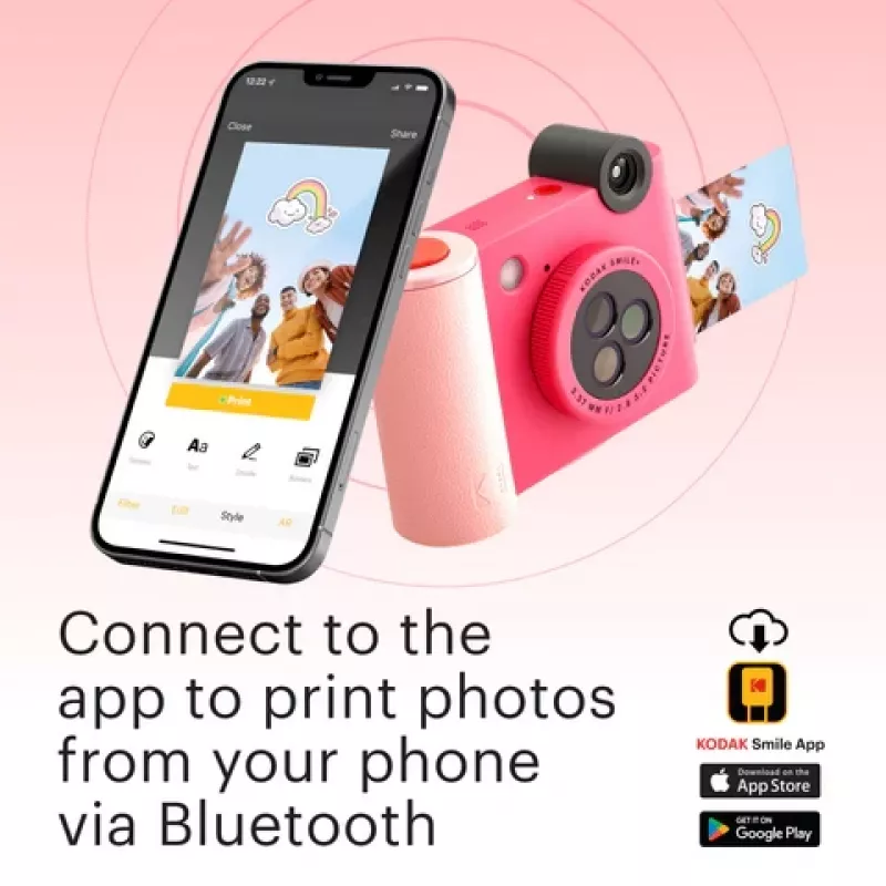 Kodak SMILE+ fotoaparát s okamžitou tlačou, 2x3 palca, Fuchsia