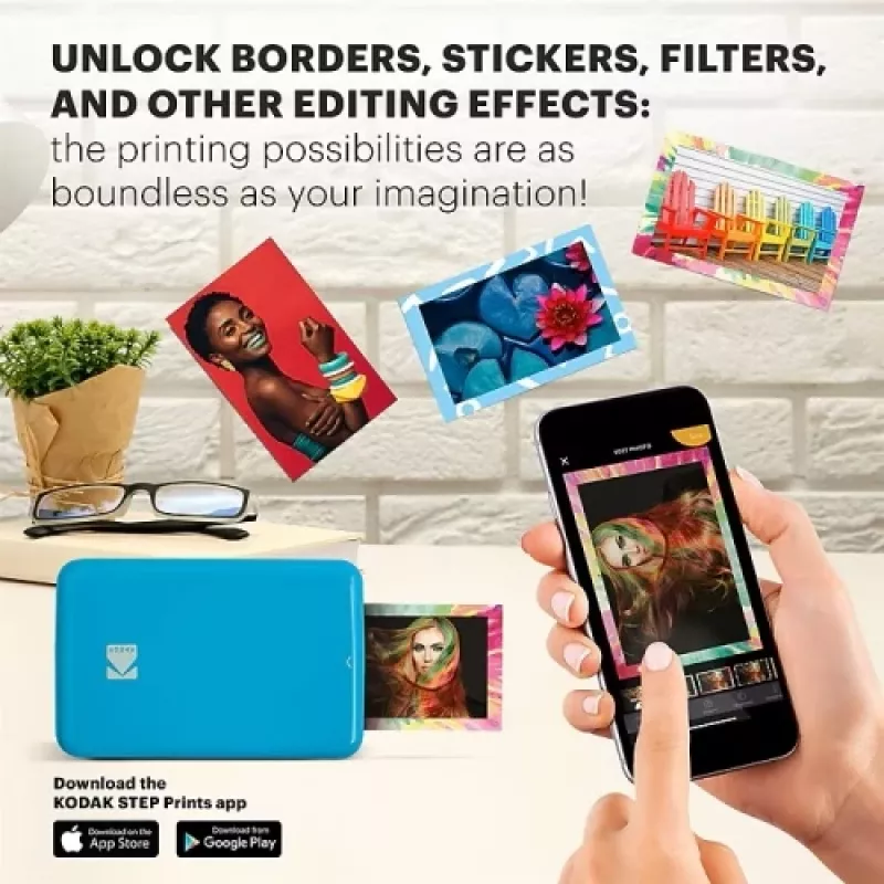KODAK STEP prenosná mobilná fototlačiareň - farebná ZINK 2x3 palca - 1 ppm - Bluetooth - modrá