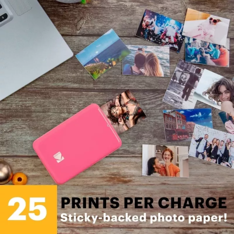 KODAK STEP prenosná mobilná fototlačiareň - ZINK 2x3 palca - 1 ppm - Bluetooth - ružová