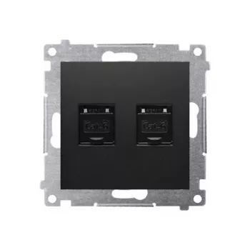 KONTAK-SIMON Simon 54 Premium Cat.6 UTP Dual RJ45 dátový modul, čierny matný, s krytkami proti prachu