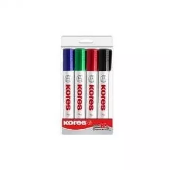 Kores K MARKER sada fixiek na bielu tabuľu a flipchart, klinový hrot 3-5 mm, rôzne farby, balenie 4 ks M20845