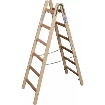 KRAUSE Drevený dvojitý rebrík 2x6 priečok, borovica, 150 kg, EN 131 170088