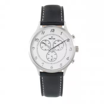 KRONOS pánske quartz analógové hodinky 40mm nerezové puzdro čierny kožený remienok 783.35.19