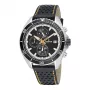 KRONOS pánske hodinky K005.55.19 - 46,5 mm oceľové puzdro, čierny kožený remienok, analógové quartz