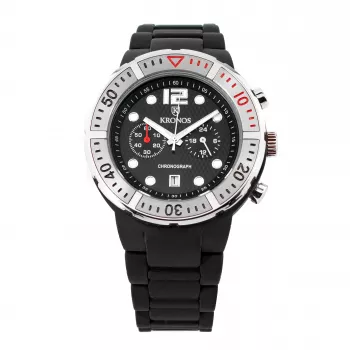 KRONOS pánske hodinky K789.5B.19 44 mm oceľ quartzové analógové čierny ciferník kožený remienok