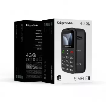Kruger&Matz Simple 923 4G GSM telefón pre seniorov - čierny