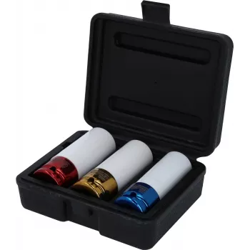 KS TOOLS 1/2 inch rázový uťahovák na hliníkové disky s nástrčnými kľúčmi, 3-dielny (17, 19, 21 mm) s ochrannými puzdrami 515.1005