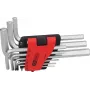 KS TOOLS 151.4540 Sada palcových imbusových kľúčov, 9-dielna, 1/16 palca–3/8 palca, sklopný držiak, chróm-vanádium, matne chrómovaná
