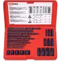 KS TOOLS 25-dielna sada na vytáčanie skrutiek, ľavotočivé vytáčadlá HSS, M3-M18, so špirálovými vrtákmi a vrtacími vodidlami (150.1305)