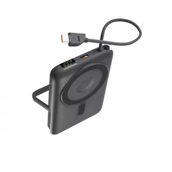 KSIX magnetická power banka 10000 mAh, 22,5W pre iPhone a Apple Watch, sivá