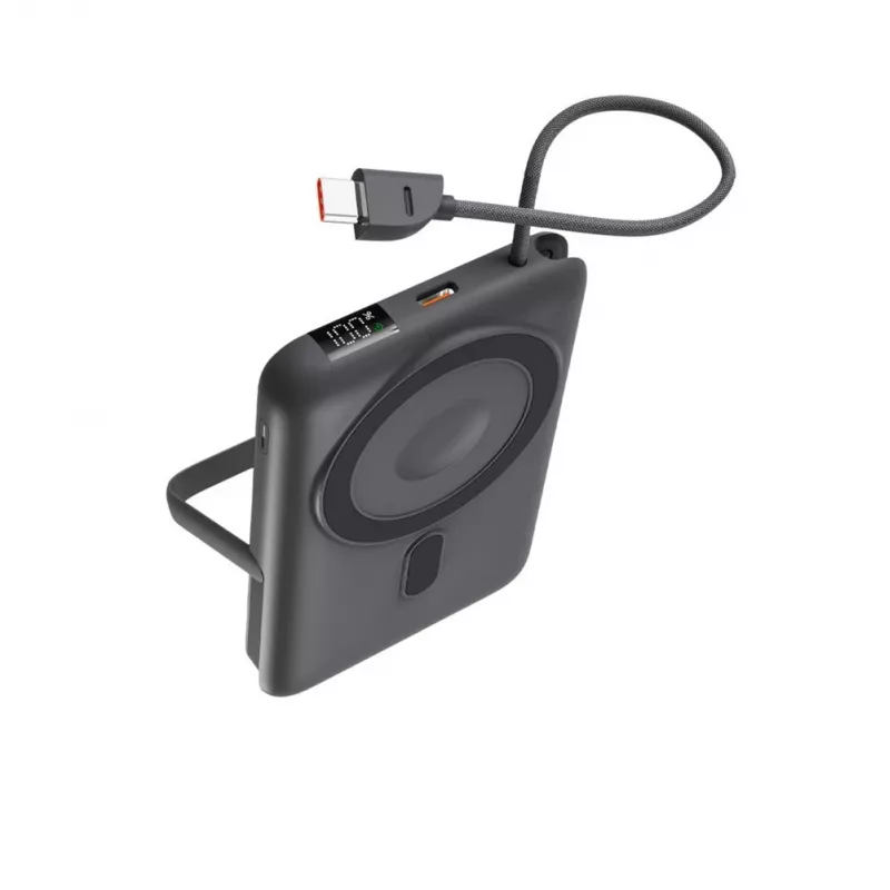 KSIX magnetická power banka 10000 mAh, 22,5W pre iPhone a Apple Watch, sivá
