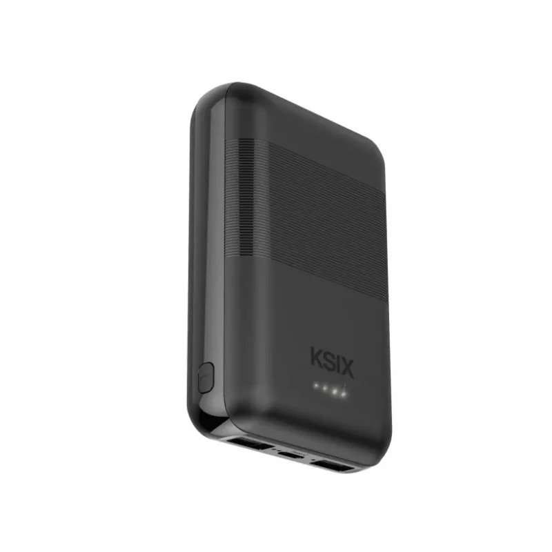 KSIX powerbanka Mini 10000mAh 10W s káblom USB-A USB-C čierna