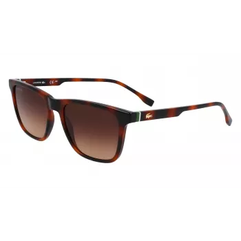 Lacoste L6041S-214 pánske obdĺžnikové slnečné okuliare Havana acetátový rám hnedé polykarbonátové šošovky 54 mm