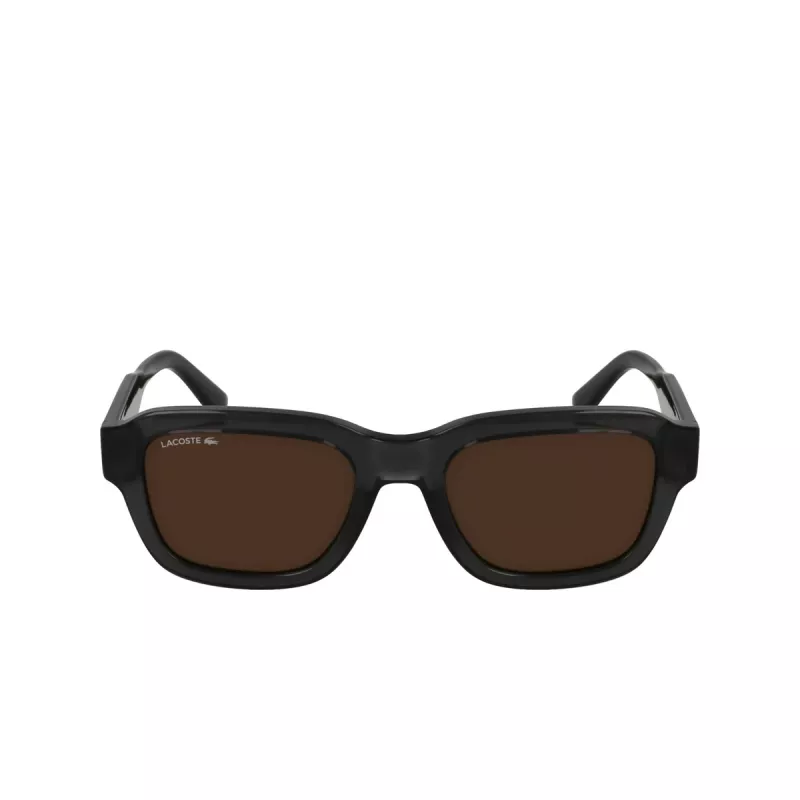 Lacoste L6048S-035 slnečné okuliare pánske hranatý acetátový rám tmavosivé sklá sivá 51 mm
