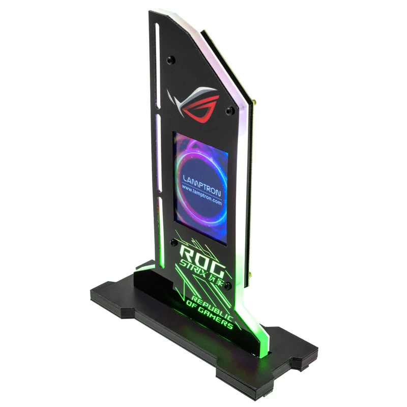 Lamptron vertikálny držiak GPU s displejom - čierny