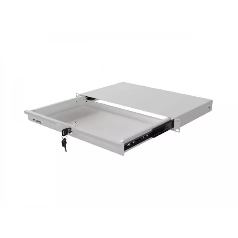 LANBERG 1U 19 inch výsuvný zásuvka 270 mm hĺbka sivá (nosnosť 30 kg)