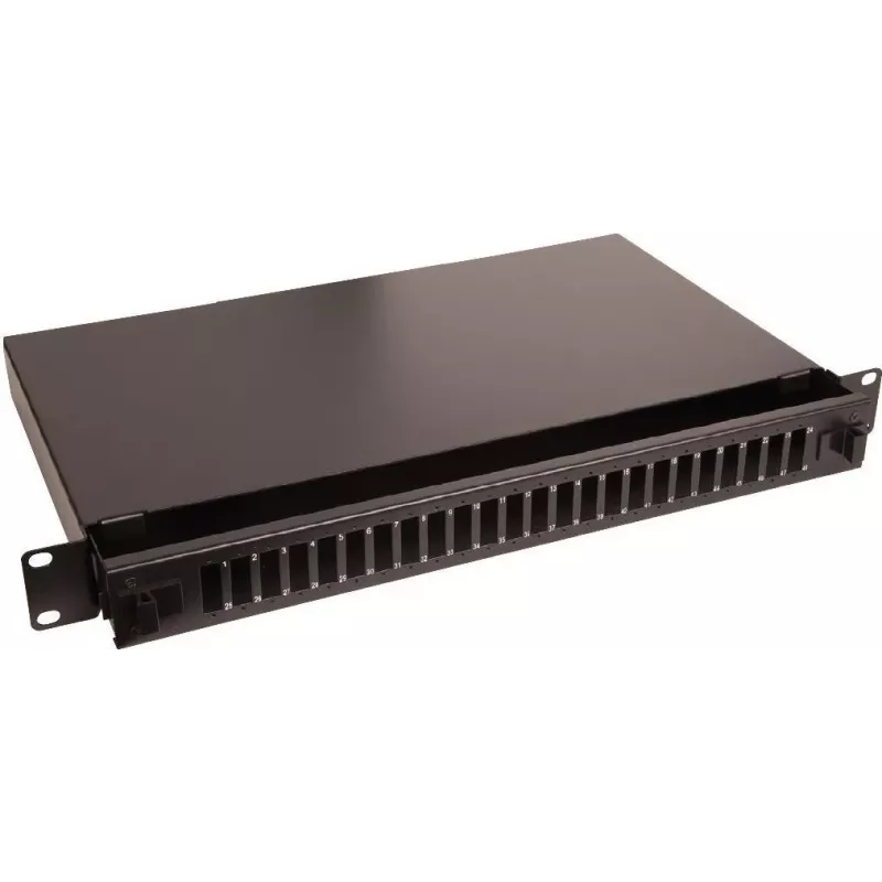 Lanview LVO231552 19 palcov 1U 24-portový optický patch panel pre SC Duplex/LC Quad, rack montáž, čierny