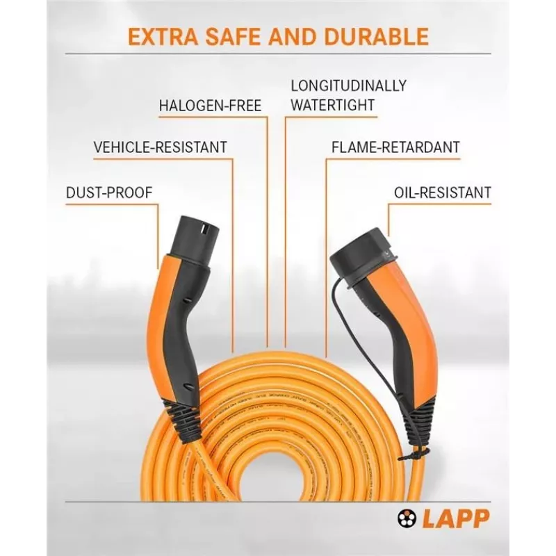 LAPP MOBILITY HELIX® Type 2 nabíjací kábel, do 7,4 kW, 5 m, oranžový (61797)