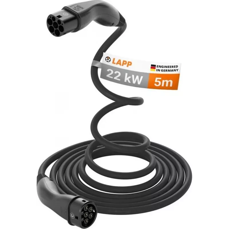 LAPP MOBILITY HELIX® Type 2 EV nabíjací kábel, 22 kW, 5 m, čierna 61795