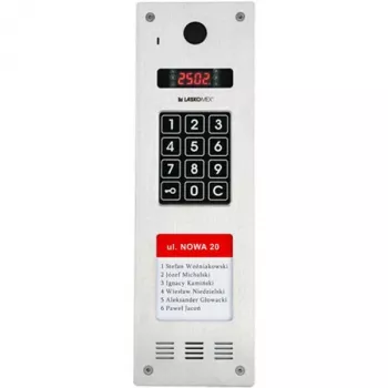 Laskomex CP-2533NR-040 úzka vertikálna audio vrátna stanica, nehrdzavejúca oceľ, s čítačkou RFID