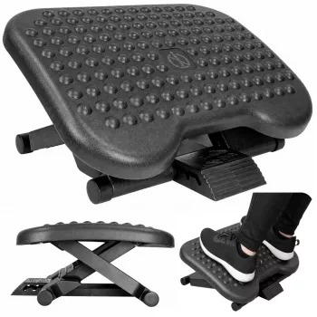LEAN nastaviteľná ergonomická podnožka do kancelárie s 3 stupňami masážnych výstupkov, čierna