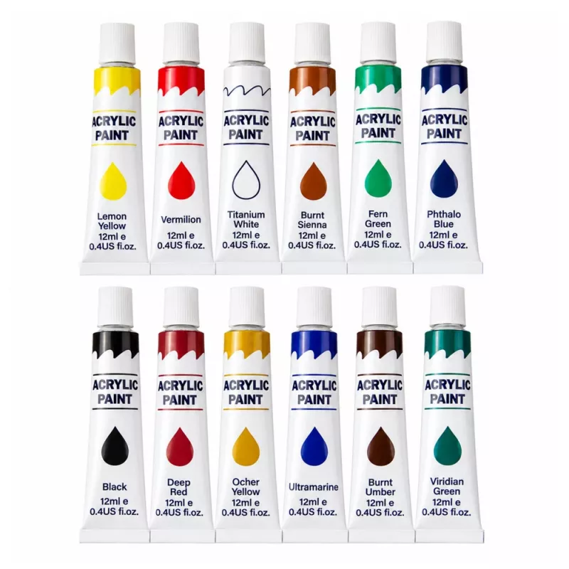 LEAN umelecká sada akrylových farieb 24 farieb 12 ml