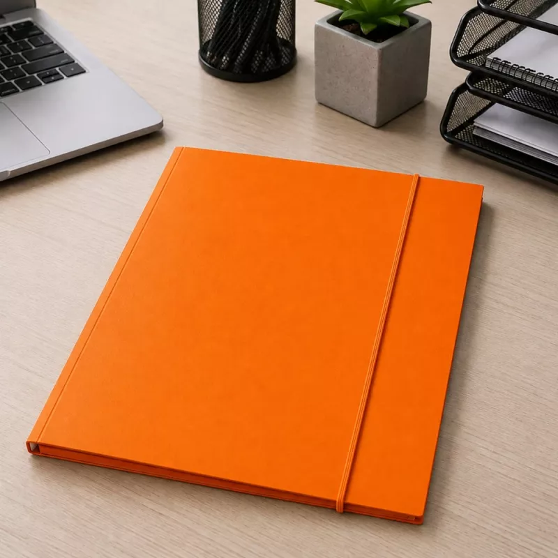 LEAN kartónová mapa s gumičkou, lakovaná, A4, 300 g/m², oranžová