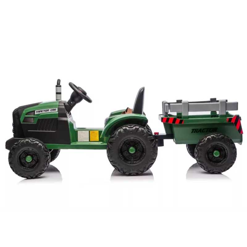 LEAN CARS 24V akumulátorový traktor s prívesom tmavozelený - CH9959B