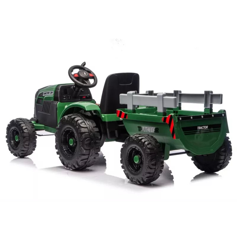 LEAN CARS 24V akumulátorový traktor s prívesom tmavozelený - CH9959B