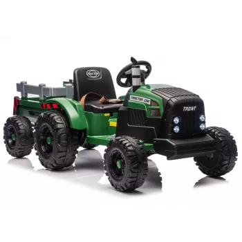 LEAN CARS 24V akumulátorový traktor s prívesom tmavozelený - CH9959B