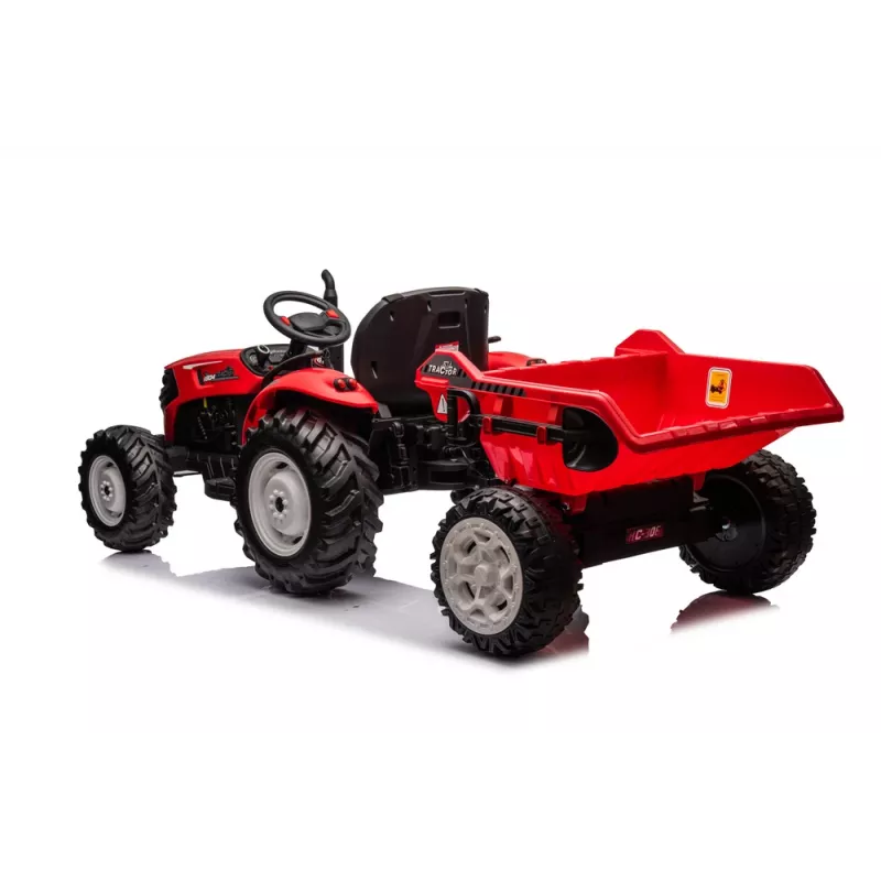 LEAN CARS 24V batériový traktor HC-306 červený s prívesom