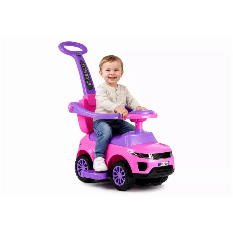 LEAN CARS 614W detské odrážadlo s rukoväťou pre rodiča - ružová