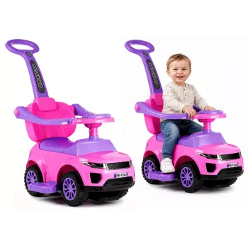 LEAN CARS 614W detské odrážadlo s rukoväťou pre rodiča - ružová