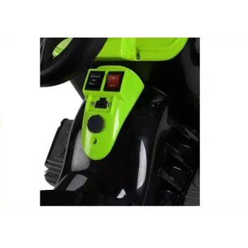 LEAN CARS batériový traktor so zadným kufrom, bager, zelený 3404
