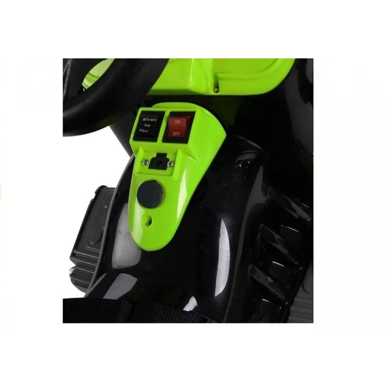 LEAN CARS batériový traktor so zadným kufrom, bager, zelený 3404