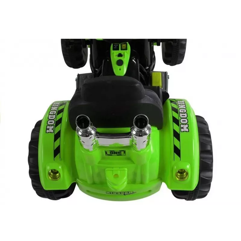 LEAN CARS batériový traktor so zadným kufrom, bager, zelený 3404