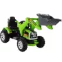 LEAN CARS batériový traktor so zadným kufrom, bager, zelený 3404