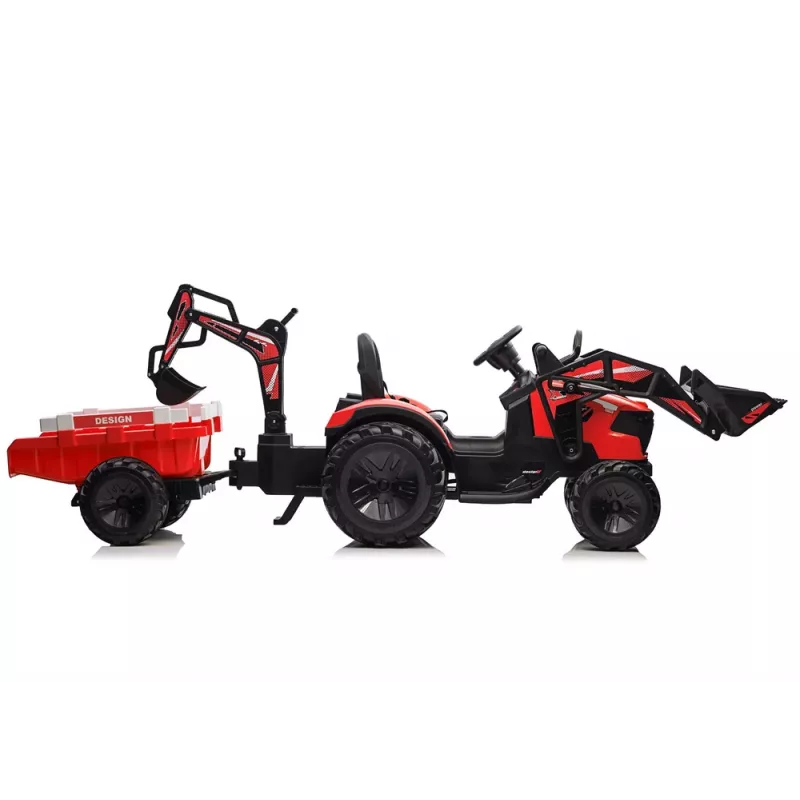 LEAN CARS bager na batérie s prívesom SX2068 červený