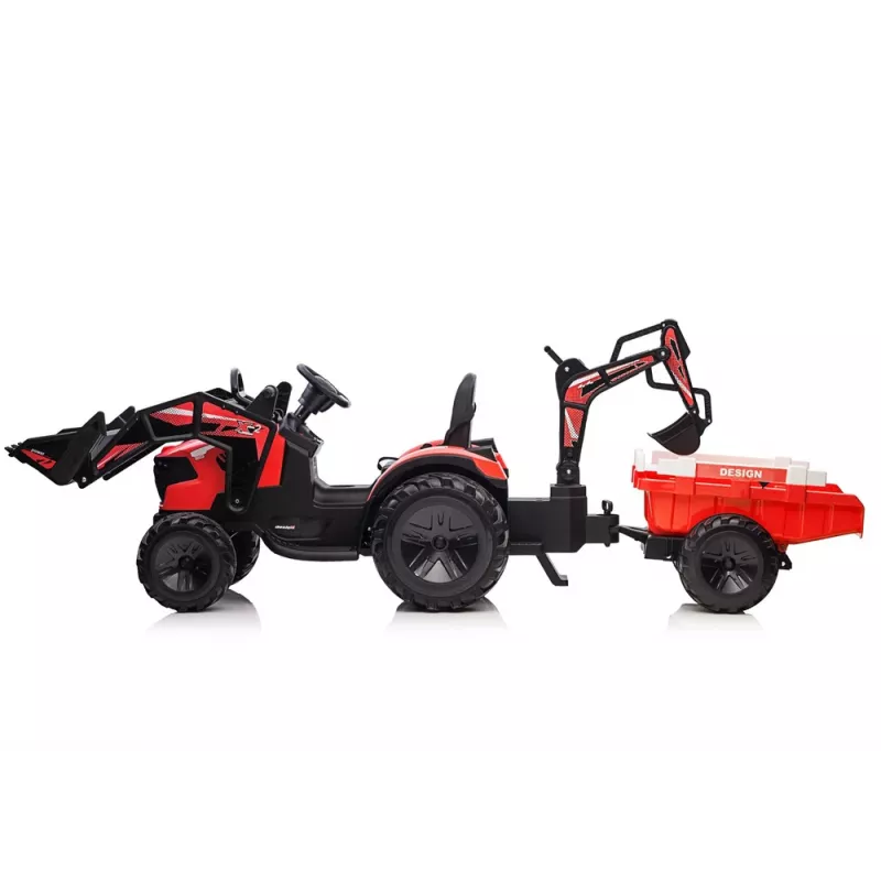 LEAN CARS bager na batérie s prívesom SX2068 červený