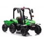 LEAN CARS batériový traktor BLT-206 zelený s odnímateľným prívesom, 12V detské vozidlo pre 3-8 rokov, 2x45W, EVA kolesá, diaľkový ovládač