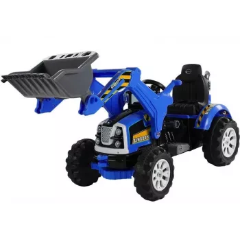 LEAN CARS elektrický traktor na sedenie s lopatovým bagerom modrý