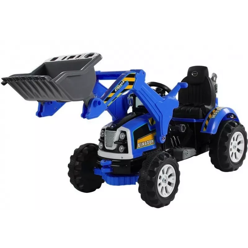 LEAN CARS elektrický traktor na sedenie s lopatovým bagerom modrý