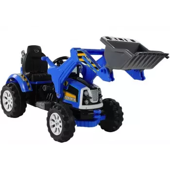 LEAN CARS elektrický traktor na sedenie s lopatovým bagerom modrý