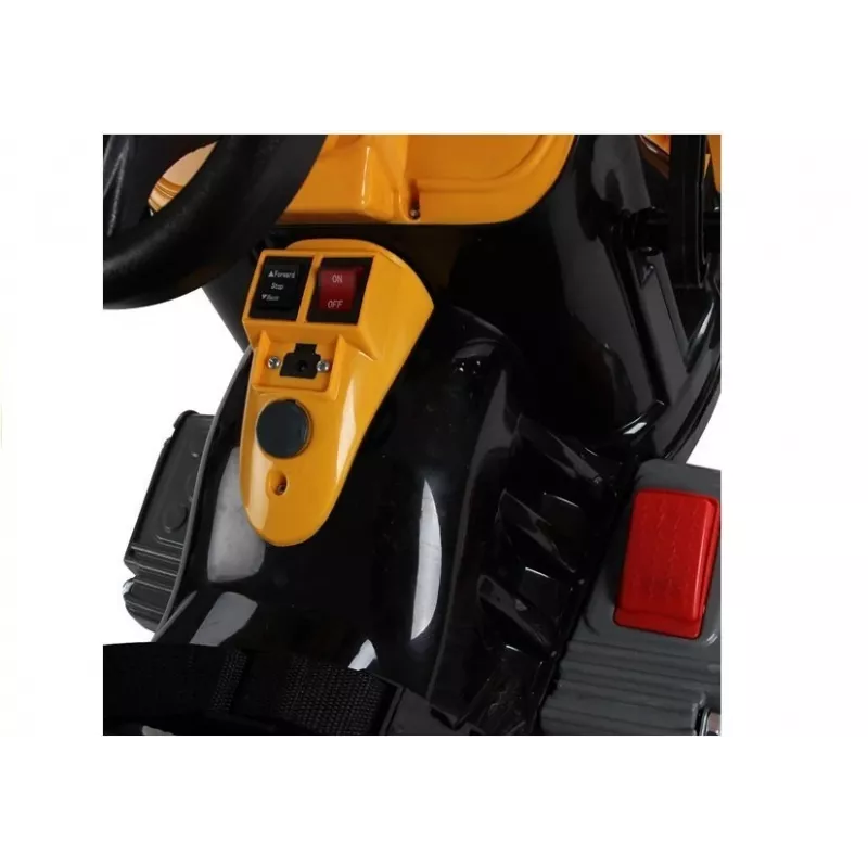 LEAN CARS elektrický traktor na sedenie s lopatovým bagerom oranžový