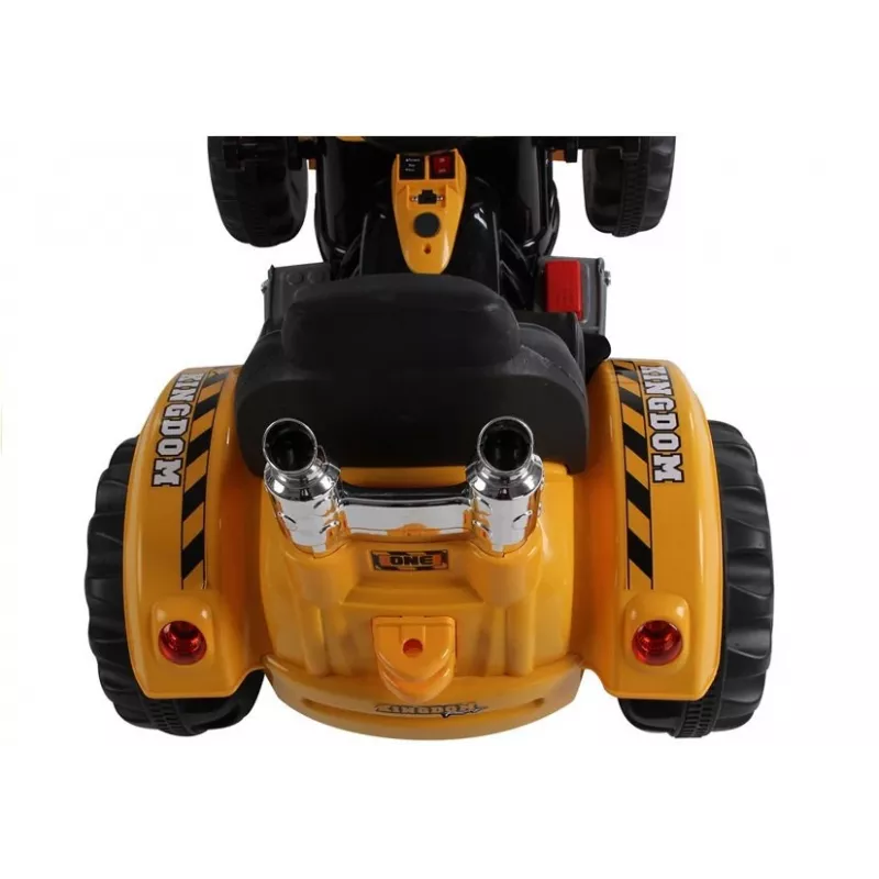 LEAN CARS elektrický traktor na sedenie s lopatovým bagerom oranžový