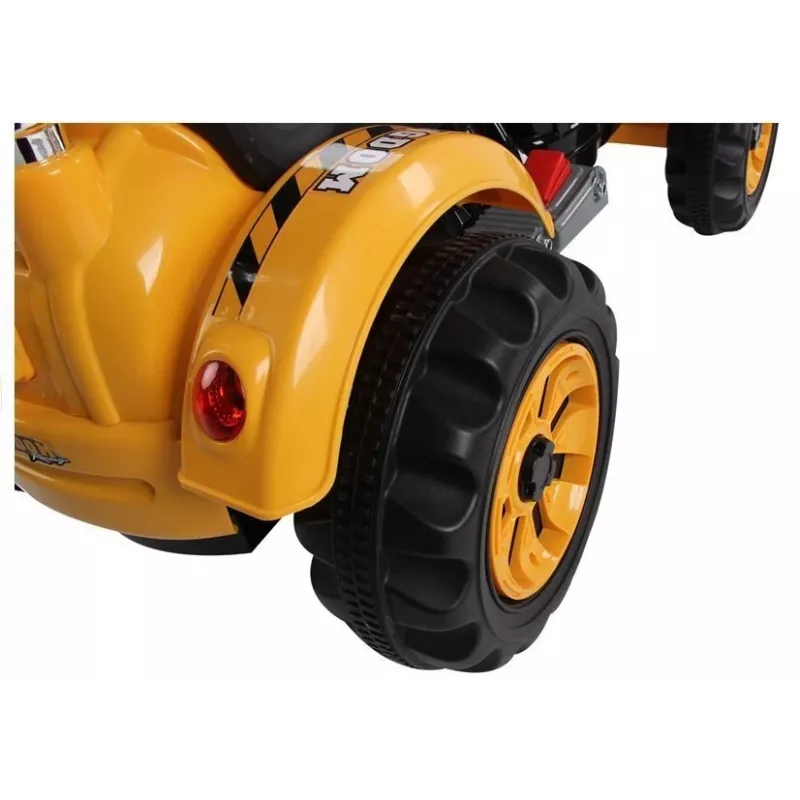 LEAN CARS elektrický traktor na sedenie s lopatovým bagerom oranžový