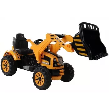 LEAN CARS elektrický traktor na sedenie s lopatovým bagerom oranžový