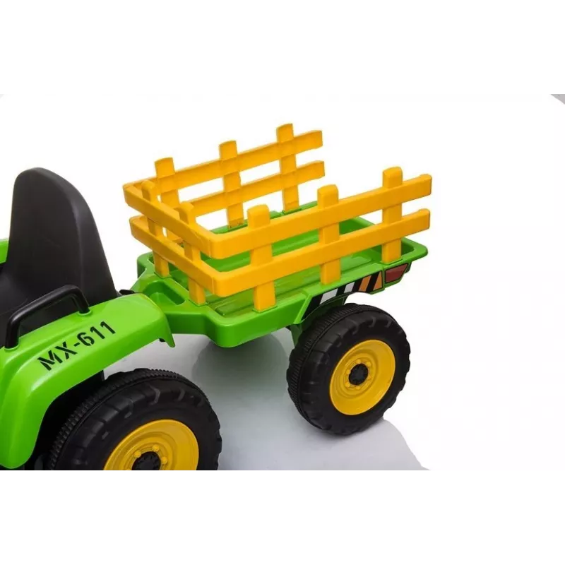 LEAN CARS elektrický detský traktor s prívesom XMX611 LED svetlá zelený